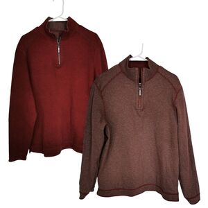 Tommy Bahama Reversible Half Zip Pullover Sweater Wine Grey Size L/XL